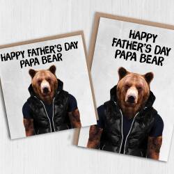 Happy Father's Day Papa Bear animal in clothes Father's Day card for dad, father, daddy, papa (Animalyser) (Size A6/A5/A4/Square 6x6") - A6: Single card