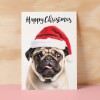 Christmas Card For Him or Her Christmas Card With A Dog Pug Dog Christmas Card For Anyone Friend or Relative Fun Christmas Card of a Dog - Small (4x6) / Blank Message