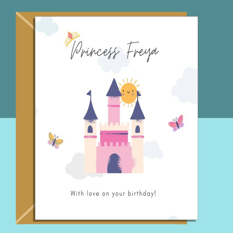 Princess Birthday Card Personalised for Daughter, Granddaughter, Goddaughter, Niece - Ideal for ages 3, 4, 5, 6, 7 and above - Large - Blank Inside