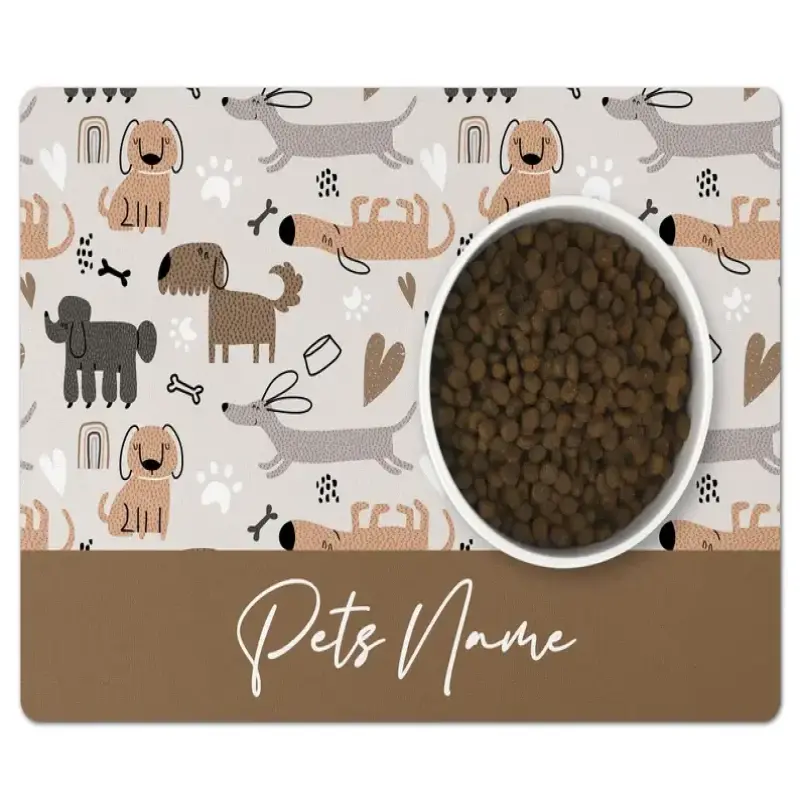 Dog Bowl Mat Personalised dog food mat - Brown