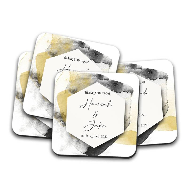 Gold & Black Wedding favour Coasters for guests