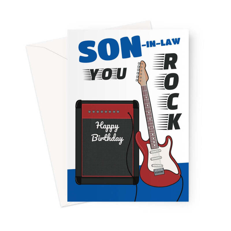 Son-In-Law Birthday Card - You Rock Guitar Design, Musical Birthday Greeting - A5 Portrait - 1 Card