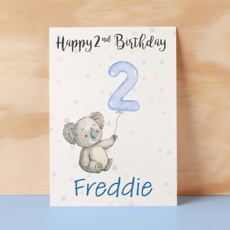 Personalised 1st, 2nd, 3rd, 4th, 5th Birthday Card for Son, Grandson, Nephew, Godson, Boys Koala Card - 1 - One - Blank Message