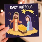 Baby Cheesus funny Jesus, cheese Christmas, Holidays, Xmas, festive card for friend, mate, neighbour, coworker (Size A6/A5/A4/Square 6x6")