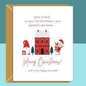 New Home Christmas Card - Ideal personalised Xmas card for someone spending their 1st Christmas in their new house...