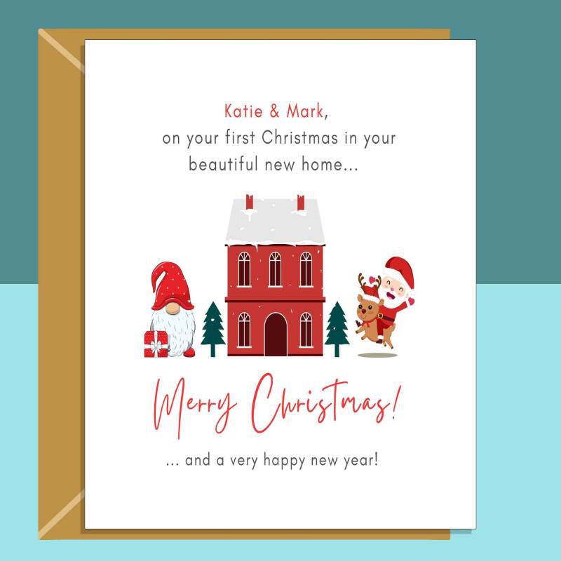 New Home Christmas Card - Ideal personalised Xmas card for someone spending their 1st Christmas in their new house... - Blank inside - Large