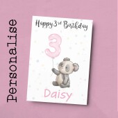 Personalised 1st, 2nd, 3rd, 4th, 5th Birthday Card for Daughter, Granddaughter, Niece, Goddaughter Girls Panda Card