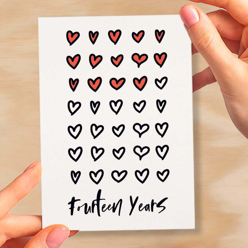 14th Wedding Anniversary Card For Wife Anniversary Card for Husband or Boyfriend Anniversary Card Girlfriend Anniversary Fourteen Year - Small (4x6) / Blank Message