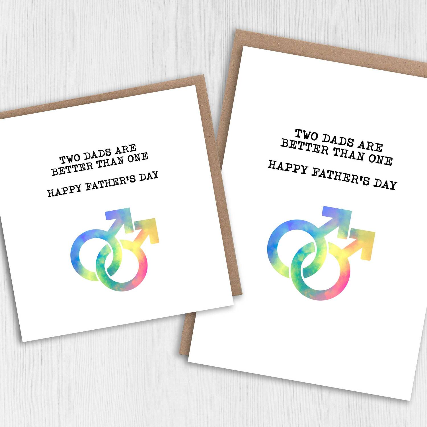 Two dads are better than one LGBTQ+ Father's Day card for dad, daddy, father, gay parents, dads from children (Size A6/A5/A4/Square 6x6") - A6: Single card