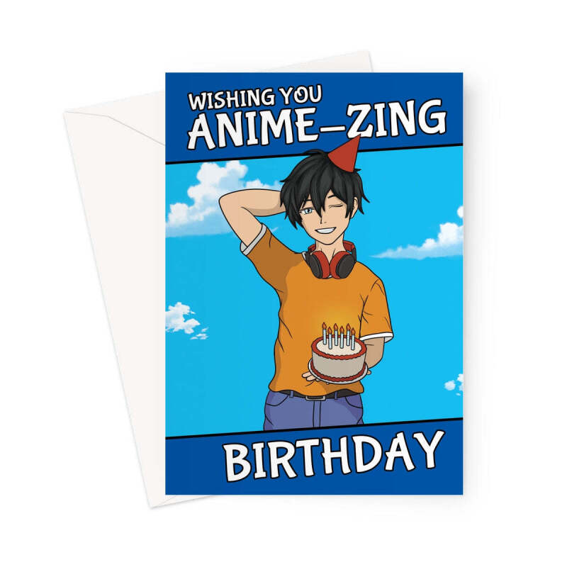 Anime Birthday Card For A Male - A5 Portrait - 1 Card