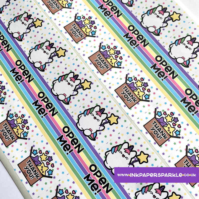 Kawaii Box Seal Stickers *New Designs!* - Chubbicorn - Single Sheet