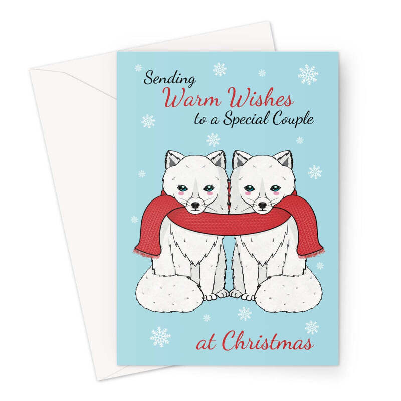 Christmas Card For A Special Couple - Arctic Fox - A5 Portrait - 1 Card