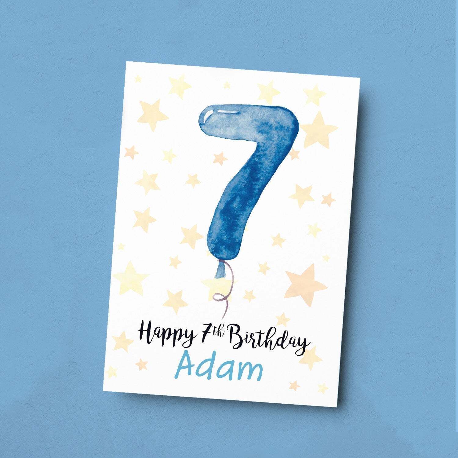 Personalised 7th Birthday Card For Boy Custom Name Card For Boy Seventh Birthday Card For Child Birthday Card for Boy Custom 7th Birthday - Small (4x6) / Blank Message