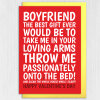 Throw me passionately on the bed and clean the whole house funny, rude Valentine's Day card for husband, boyfriend, partner (Size A6/A5/A4) - A6: Single card - Boyfriend