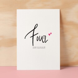 Four Year Anniversary Card For Husband 4 Year Anniversary Card Boyfriend or Girlfriend Wedding Anniversary Card For Wife - Small (4x6) / Blank Message