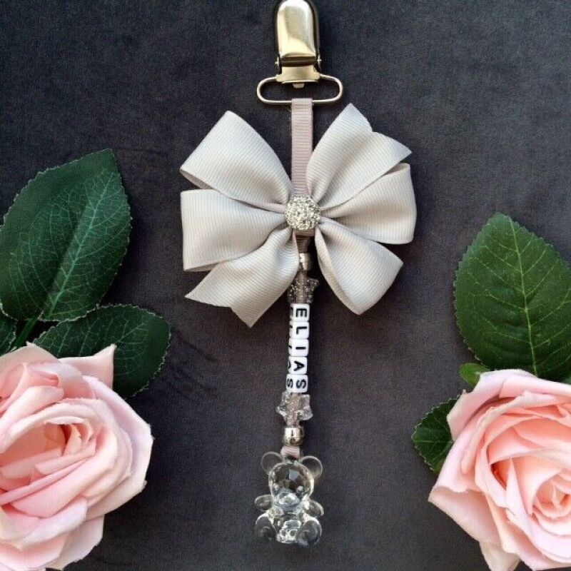 Personalised Crystal Pram Charm,Silver pram charm,New Baby gift,Bling Pram Charm - grey (as shown)