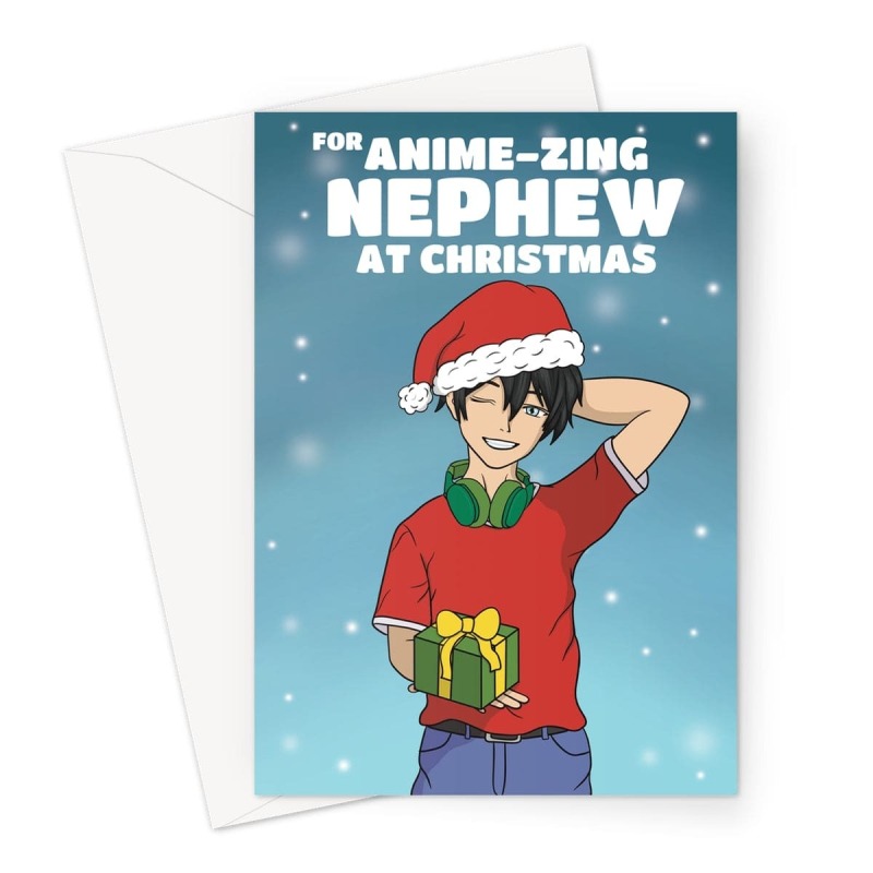 Christmas Anime Card For Nephew - A5 Portrait - 1 Card