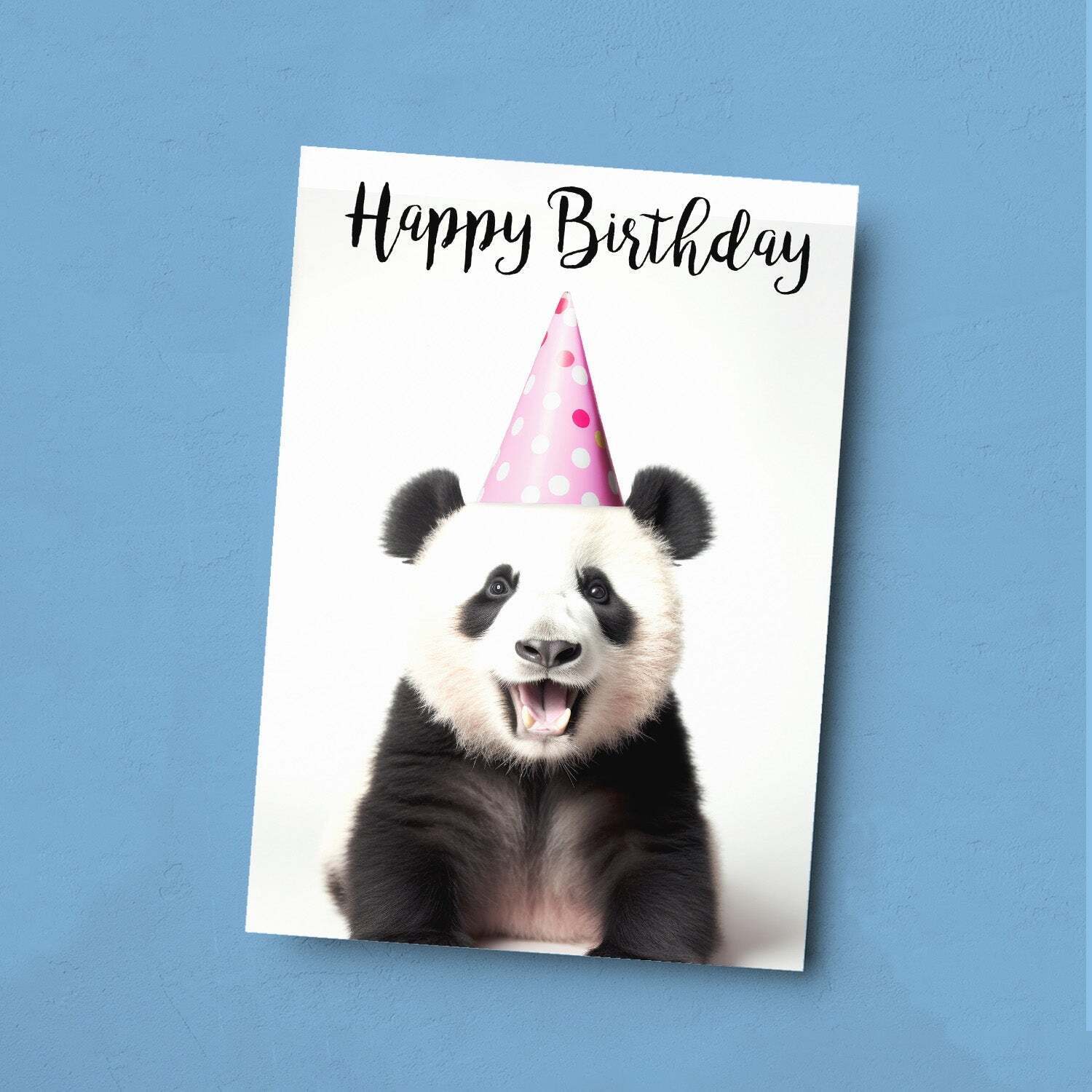 Birthday Card For Him or Her Fun Birthday Card of A Panda Happy Birthday Card For Mum, Dad, Sister Brother - Small (4x6) / Blank Message