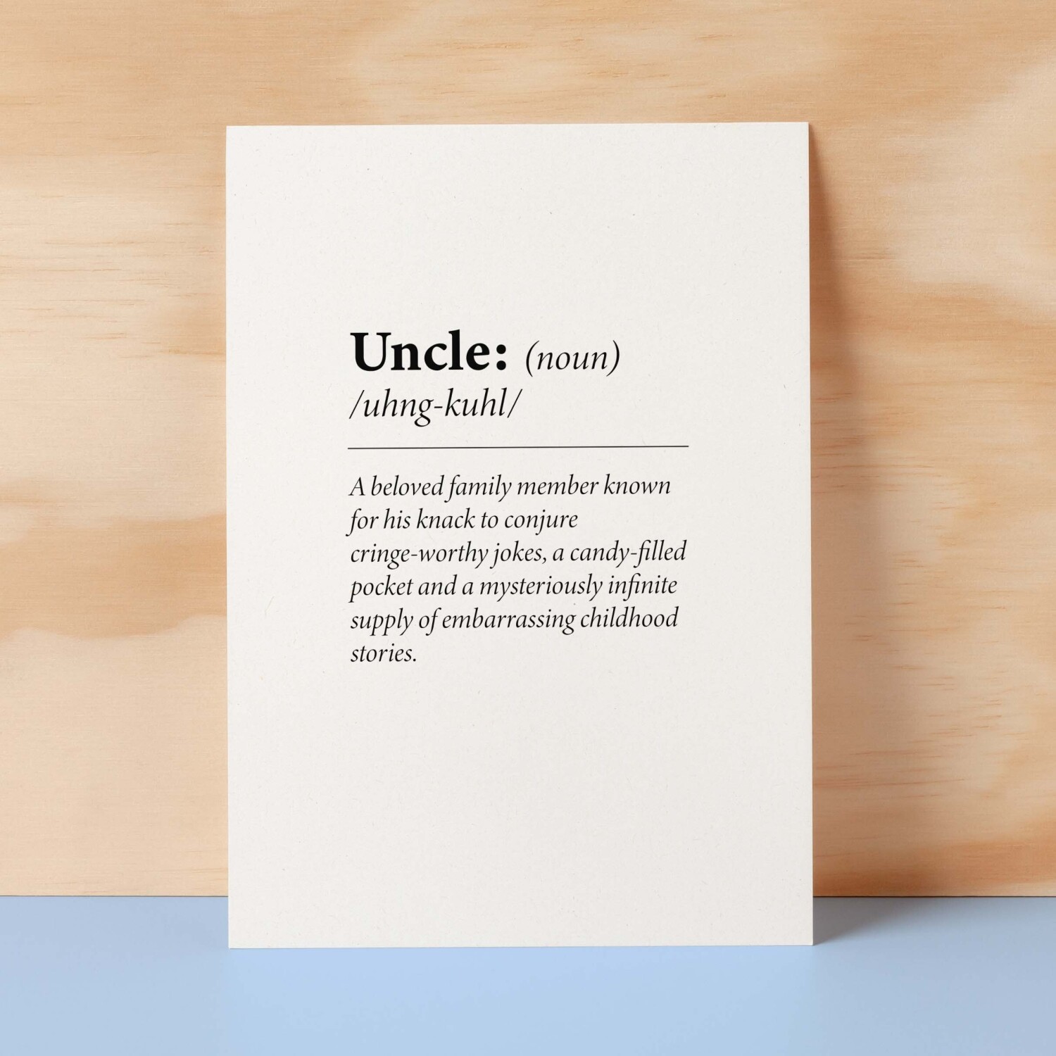 Birthday Card For Uncle Fun Dictionary Quote Card For Uncle Custom Message Card For Uncle Funny Birthday Card For Uncle - Small (4x6) / Blank Message