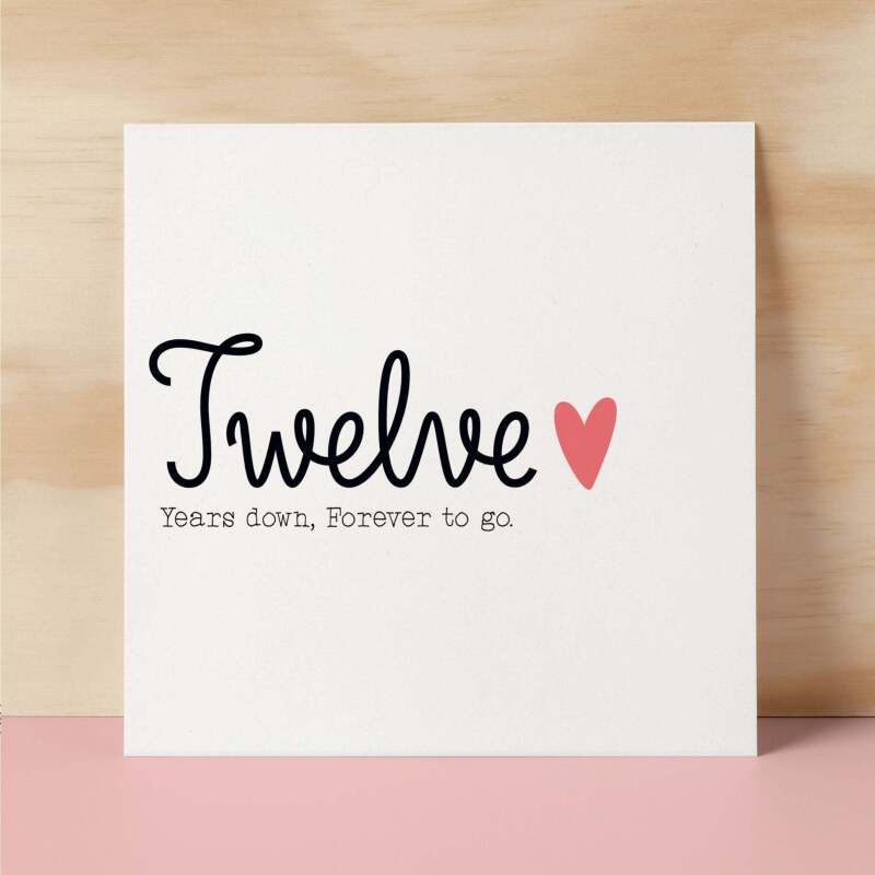 12 Year Anniversary Card For Wife 12th Wedding Anniversary Card For Husband Anniversary Card For Wife Wedding Anniversary Card Twelve Years - Square (6x6) / Blank Message