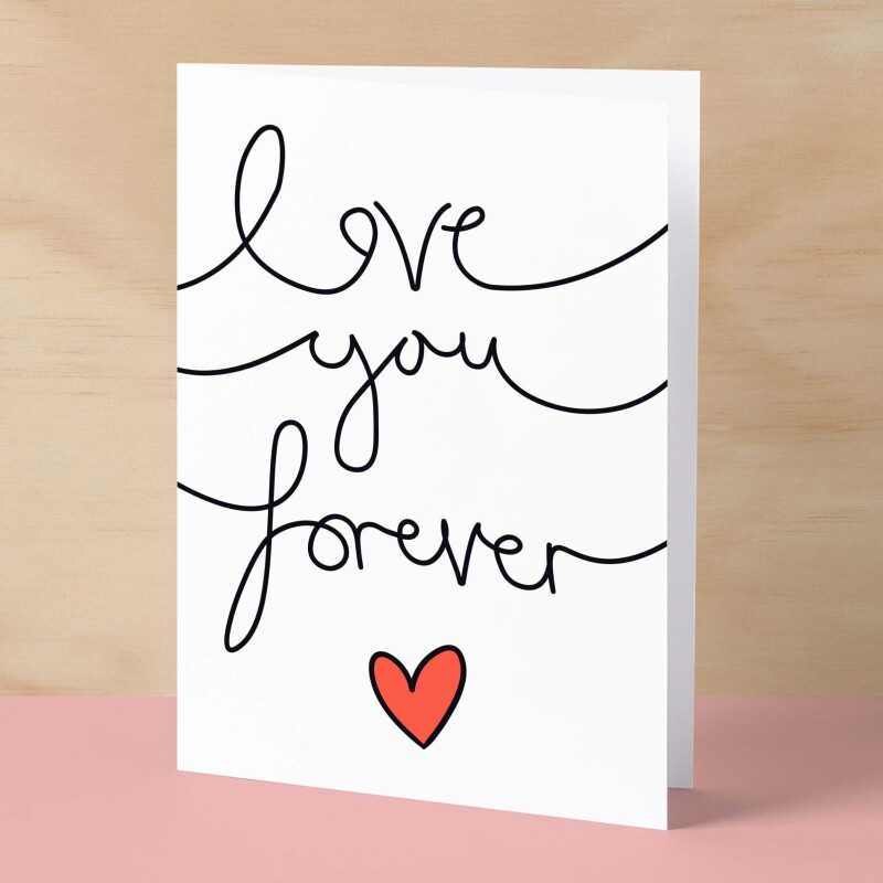 Anniversary or Valentine's Card for Her Anniversary Card for Wife Valentines Day Card For Husband Boyfriend or Girlfriend Love you Forever - Small (4x6) / Blank Message