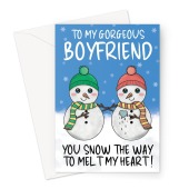 Cute Boyfriend Christmas Card - Snowmen