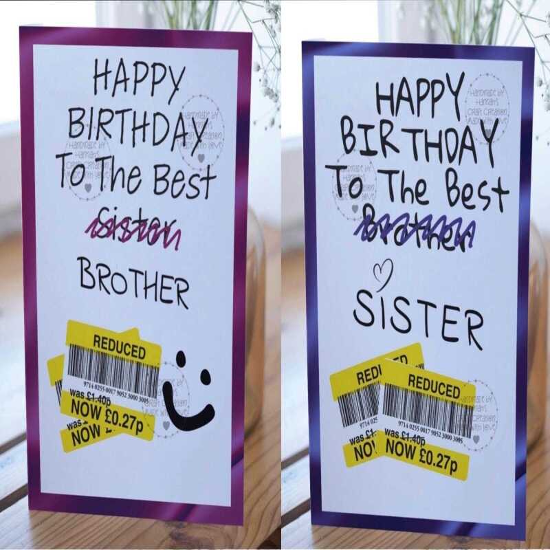 Hilariously Funny Reduction Brother/Sister Birthday Card - Brother crossed out