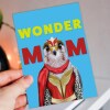 Wonder Mum, Mom falcon in clothes superhero cape Mother's Day card for mother from son, daughter (Animalyser) (Size A6/A5/A4/Square 6x6") - A6: Single card