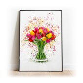 TULIPS Splatter Art Print, High Gloss Print, Splash Art, Home Decor, Colourful Art, Floral Prints Custom Art Work