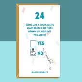 Funny 24th Birthday Card - For Him or For Her - personalised - For Brother, Sister, Colleague, Friend, anyone turning 24 years old