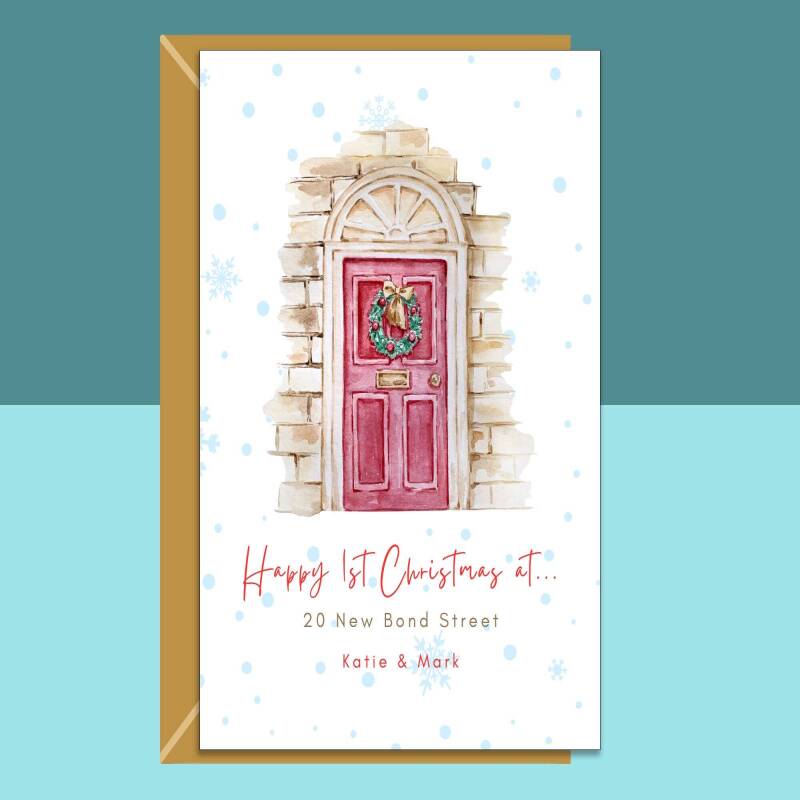 Christmas in your new home Xmas Card - 1st Christmas in new house - New home Christmas Card - Personalised with street address - Blank inside - Large