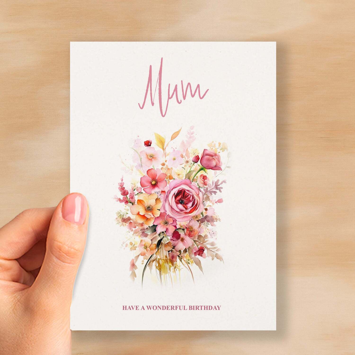 Birthday Card For Mum Card For Her Birthday Card for Mum Luxury Card For Mum Birthday Card for Loved One Mum Card Birthday Flower Card - Small (4x6) / Blank Message