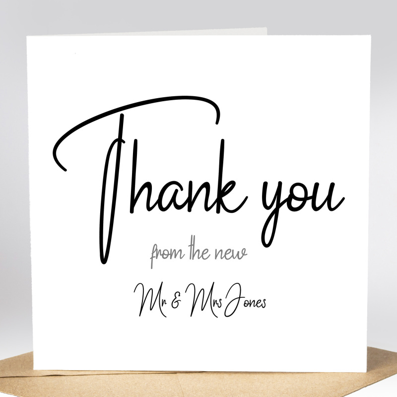 Thank you from Mr and Mrs Personalised Cards inc. envelopes - Folded - Personalised, Mr & Mrs Thank You Cards. Wedding Guest Thank You Card