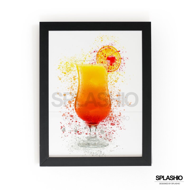 TEQUILA SUNRISE  Splatter Art Print, High Gloss Print, Splash Art, Home Decor, Home Bar Custom Drink Art Cocktails - A6