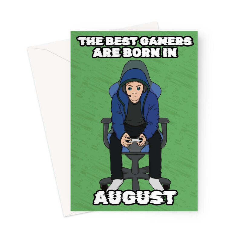 Gamer Birthday Card Born In August - A5 Portrait - 1 Card