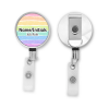 Personalised Metal ID Reel - Rainbow Watercolour Brush Strokes