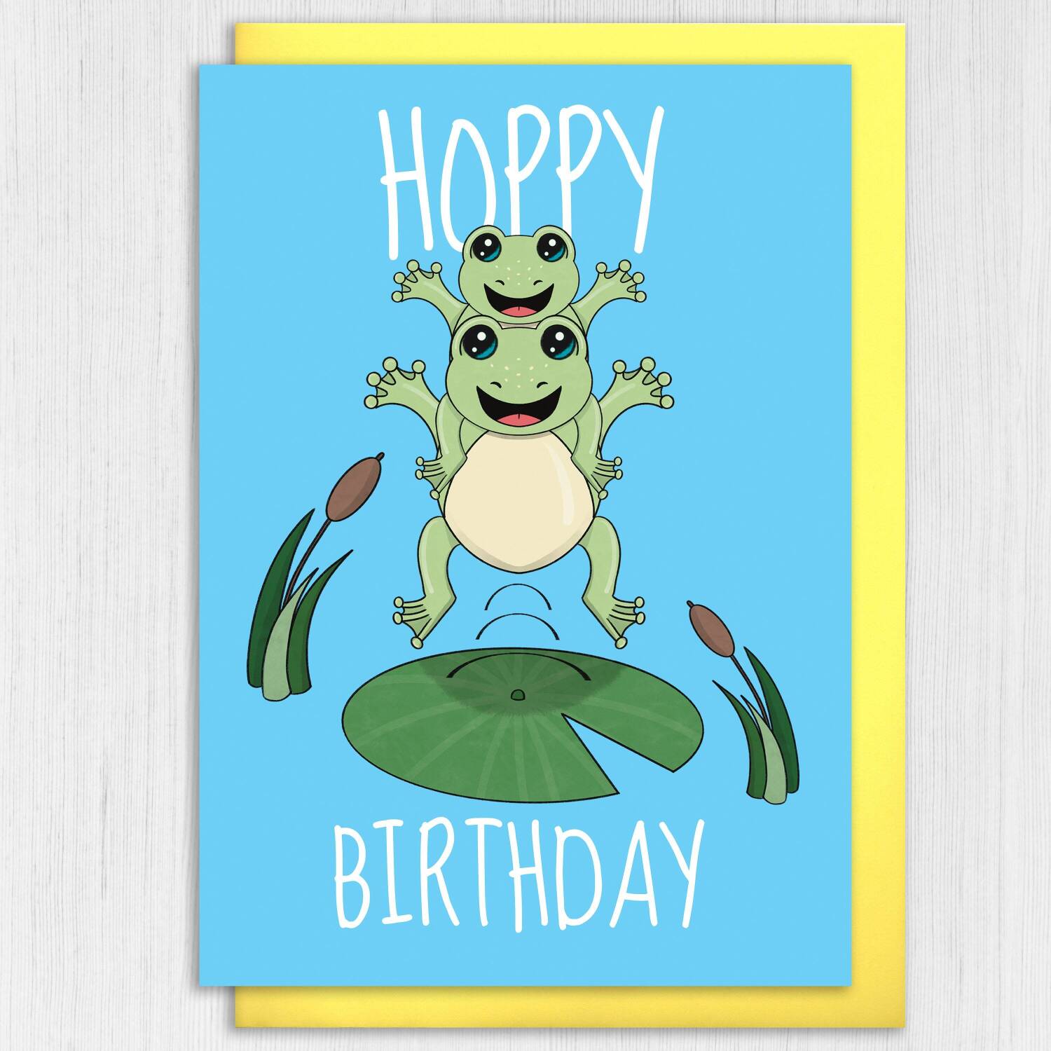 Hoppy Birthday funny frog, frogs, toad card for child, children, kids, niece, nephew, grandchildren, grandson, granddaughter (Size A6/A5/A4) - A6: Single card