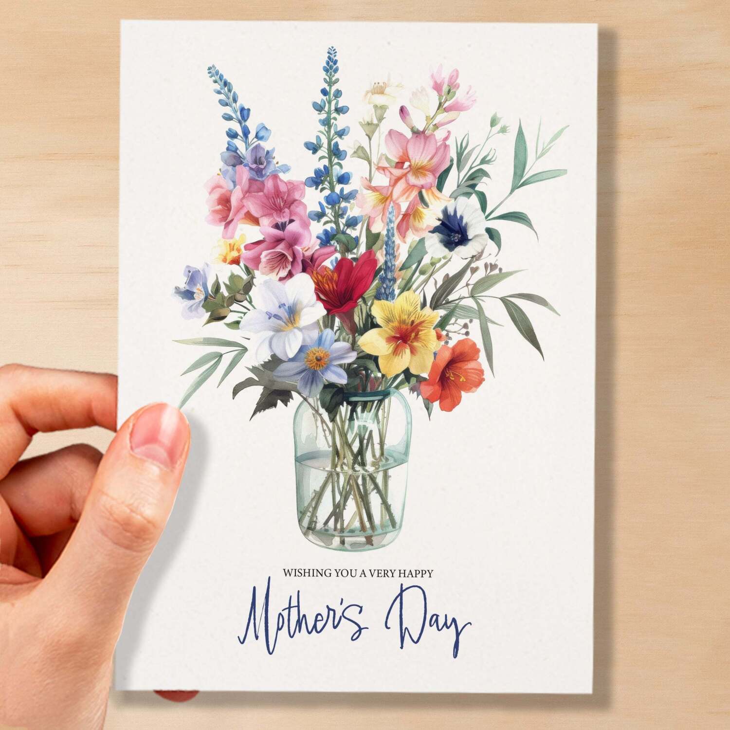 Mother's Day Card For Mum Happy Mother's Day Mothers Day card Mothering Sunday Floral Mixed Flowers Mom Mommy Mum Mummy - Small (4x6) / Blank Message