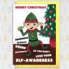 Don't lose your elf-awareness personalised funny elf Christmas card for son, daughter, grandchildren, any relation (Size A6/A5/A4) - A6: Single card