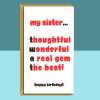 Funny Sister birthday card - Ideal cheeky, rude card on your sister's birthday - 18th, 19th, 20th, 25th, 30th, or any other age - Blank inside - Regular - Matte