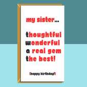 Funny Sister birthday card - Ideal cheeky, rude card on your sister's birthday - 18th, 19th, 20th, 25th, 30th, or any other age