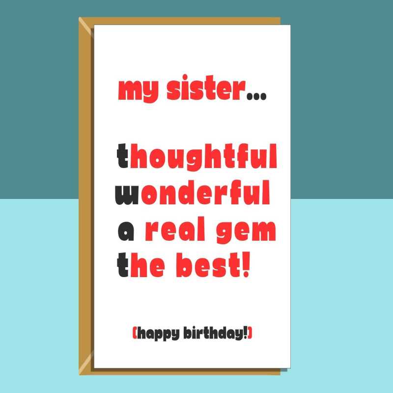 Funny Sister birthday card - Ideal cheeky, rude card on your sister's birthday - 18th, 19th, 20th, 25th, 30th, or any other age - Blank inside - Regular - Matte