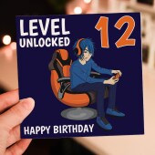 Level unlocked with any age gaming, gamer, teenager, children's, kids age card, 10th, 12th, 13th, 14th, 16th (Size A6/A5/A4/Square 6x6")