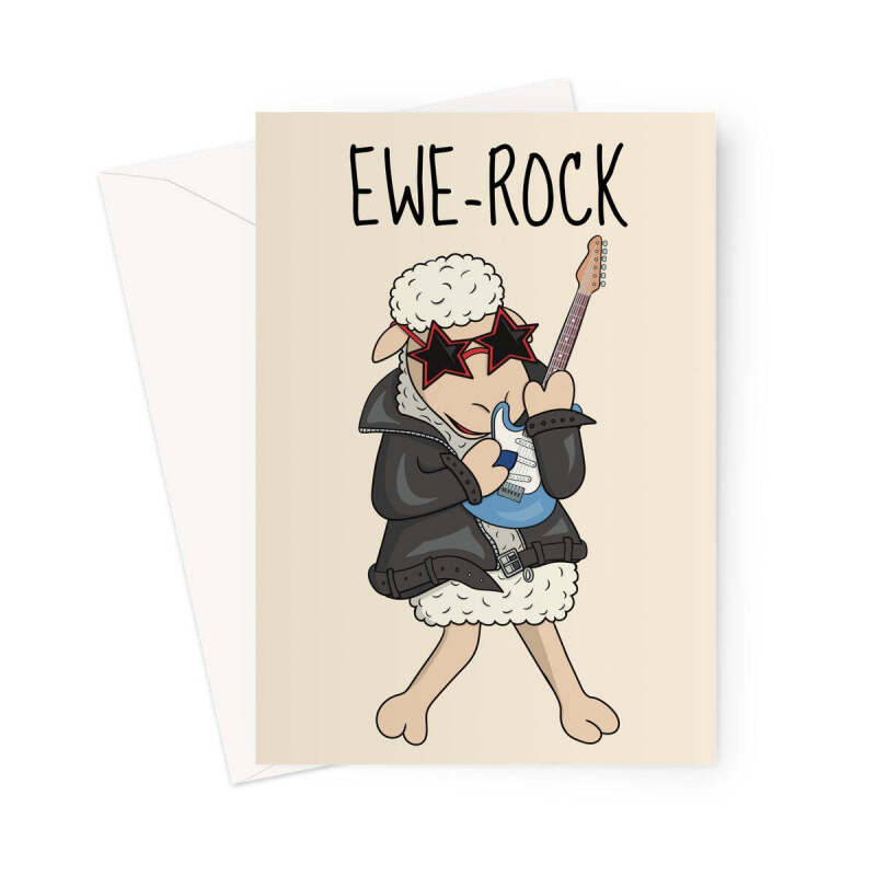Funny Sheep Birthday Card - Ewe-Rock - A5 Portrait - 1 Card