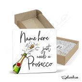 Prosecco Coaster Hand Drawn Coaster - Home Bar - Birthday Gift. Secret Santa Hand Drawn Prosecco Coaster Personalised Drink Wedding Coasters