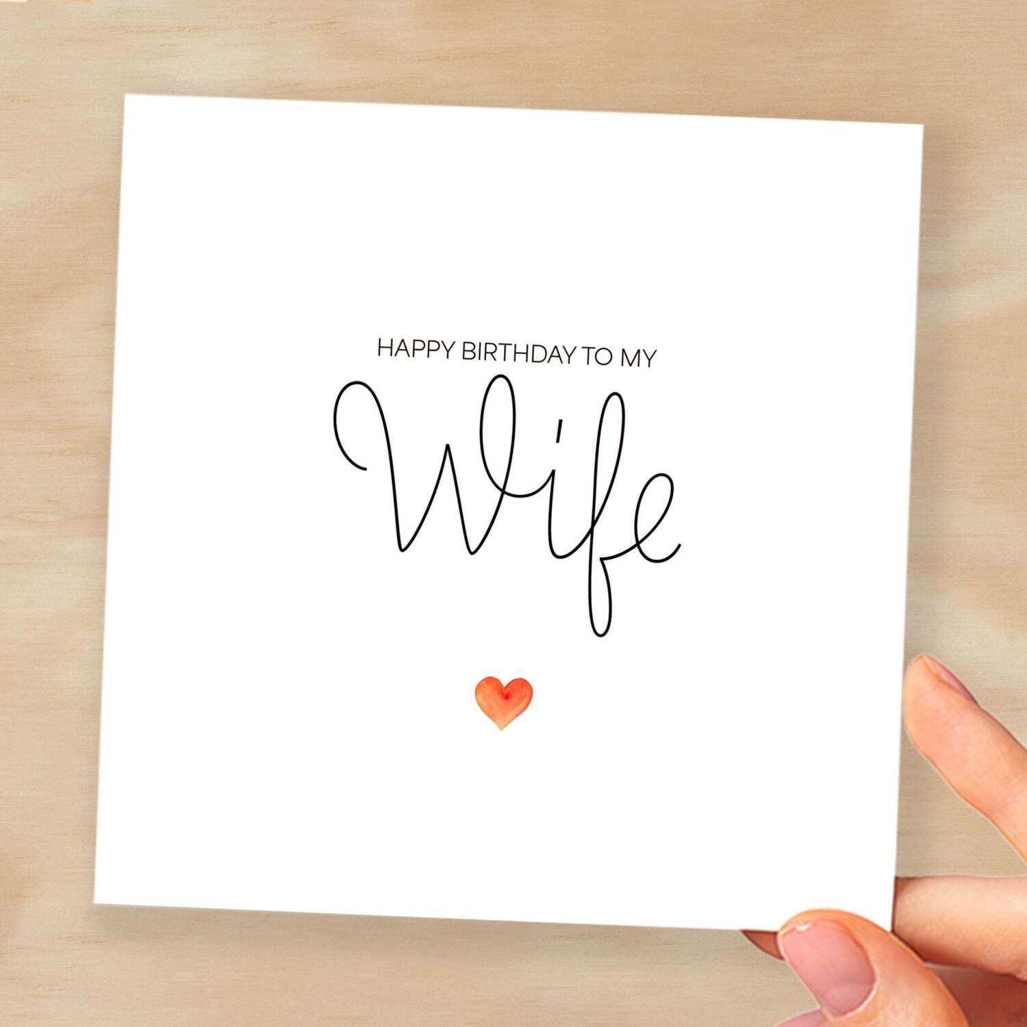 Wife Birthday Card Romantic Card for Wife Love Greeting Card Special Wife Birthday Gift Heartfelt Message Card for Her - Square (6x6) / Blank Message