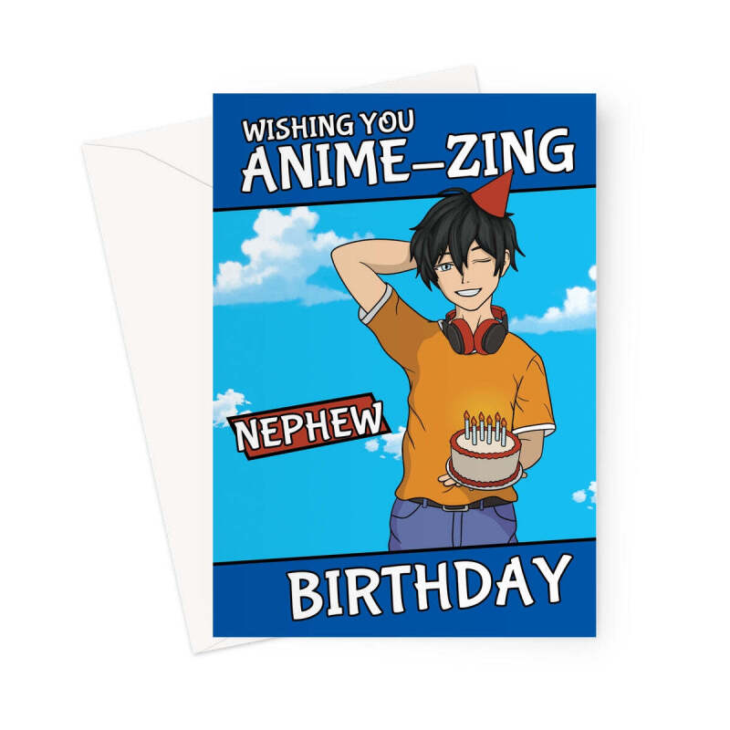 Nephew Birthday Card - Anime Boy - A5 Portrait - 1 Card