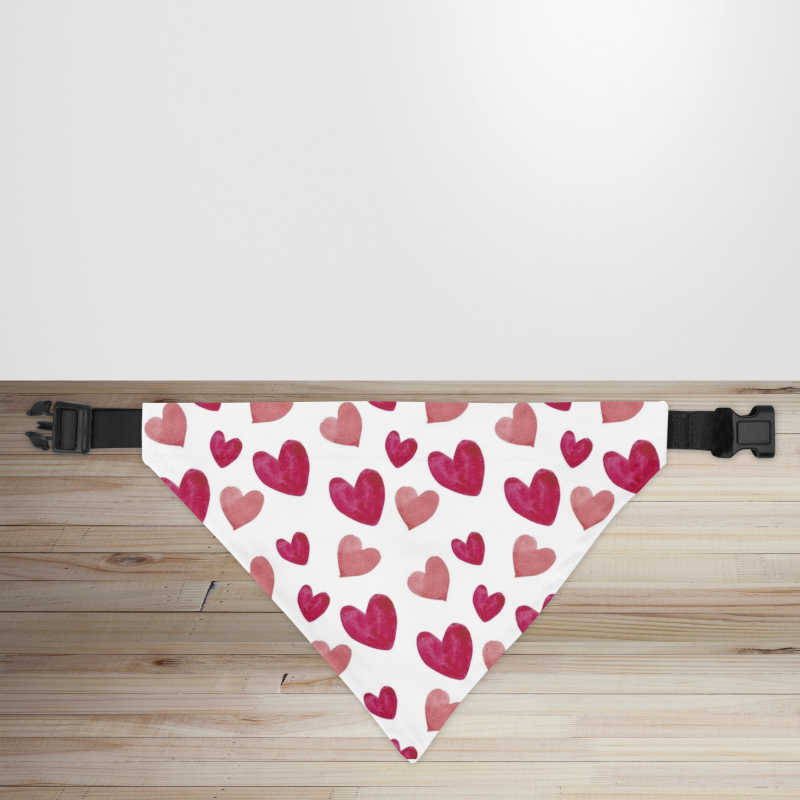 Heart Print Dog/Puppy Bandana - Small - 12x17cm (Strap: 25cm - 40cm)