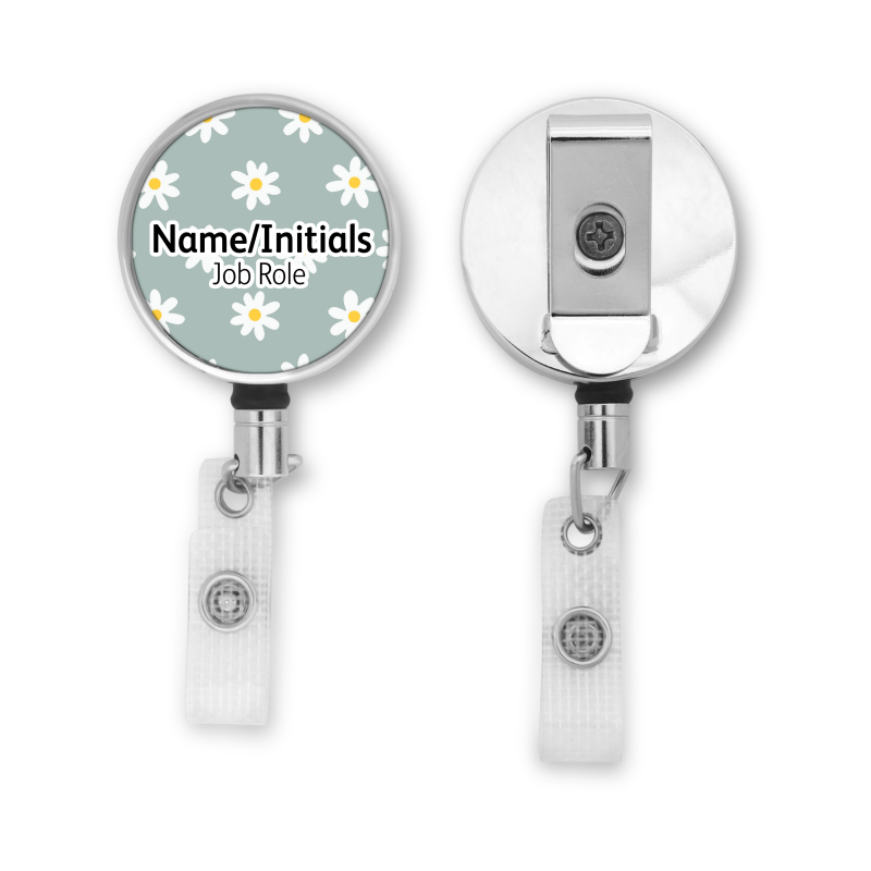 Personalised Metal ID Reel - Green Daisy