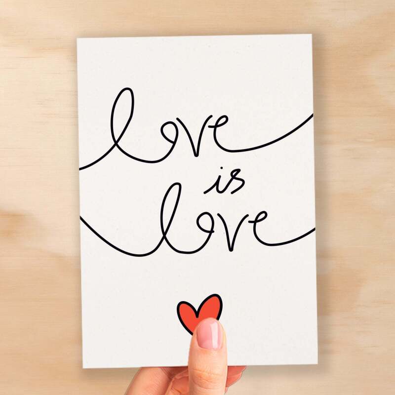 Anniversary or Valentine's Card for Her Anniversary Card for Wife Valentines Day Card For Husband Boyfriend or Girlfriend Love is Love - Small (4x6) / Blank Message